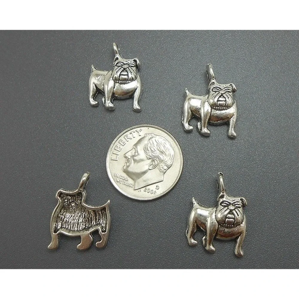10pcs Bulldog Charms dog silver tone metal for jewelry making